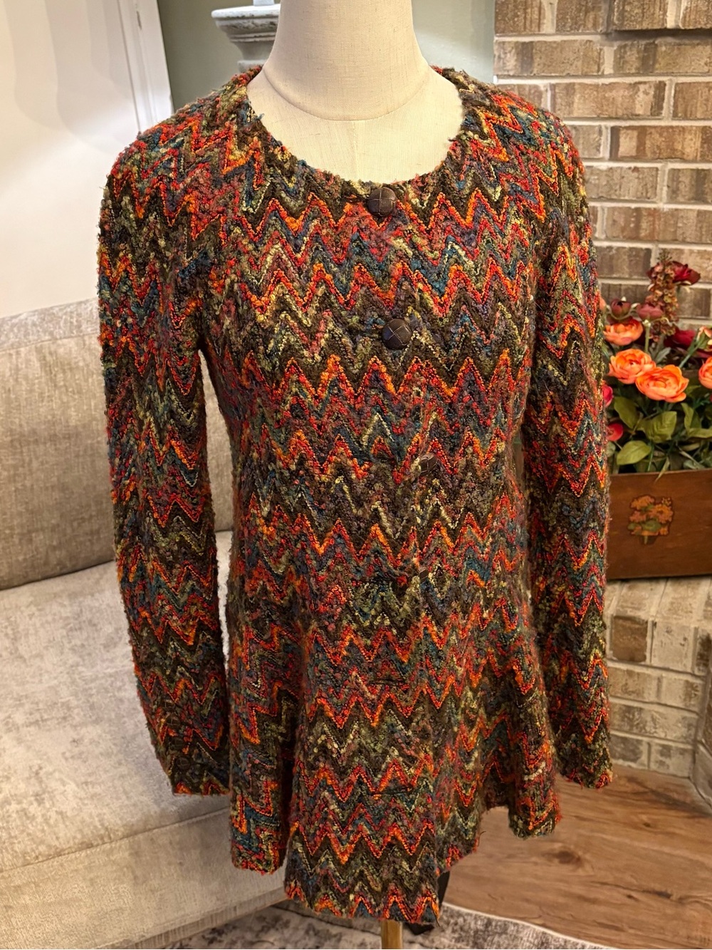 Free People Women’s Multicolor Chevron Knit Tunic Jacket
0423